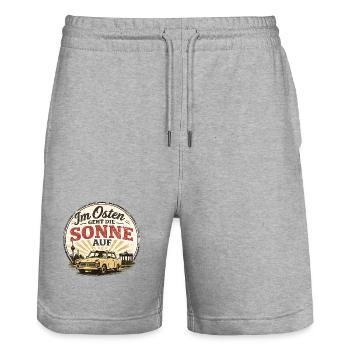Osten Sonnenaufgang Ossi - Stanley/Stella Unisex Bio Joggingshorts Trainer  - Grau meliert - Vorne - Nik (191cm) & Marisol (170cm)