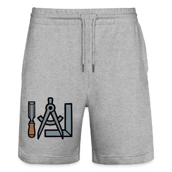 Tischler Werkzeuge Grafik - Stanley/Stella Unisex Bio Joggingshorts Trainer  - Grau meliert - Vorne - Nik (191cm) & Marisol (170cm)