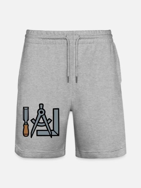 Carpenter Tools Graphic - Stanley/Stella Trainer Unisex Organic Jogging Shorts - heather grey