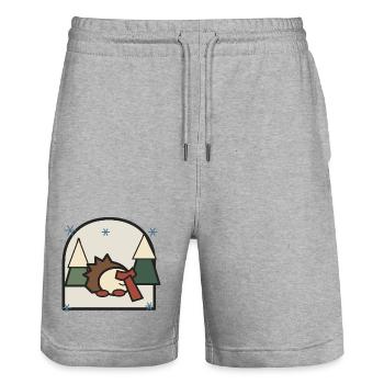 Sleeping Hedgehog in Forest Landscape - Stanley/Stella Trainer Unisex Organic Jogging Shorts - heather grey - Front - Nik (191cm) & Marisol (170cm)