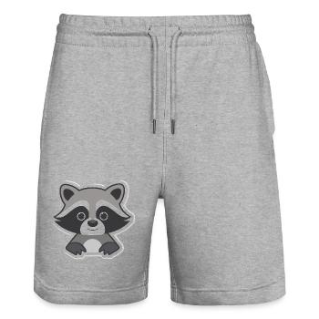 Cuddly raccoon silhouette - Stanley/Stella Trainer Unisex Organic Jogging Shorts - heather grey - Front - Nik (191cm) & Marisol (170cm)