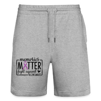 Memories Matter Fight Against Alzheimers - Stanley/Stella Trainer Unisex Organic Jogging Shorts - heather grey - Front - Nik (191cm) & Marisol (170cm)