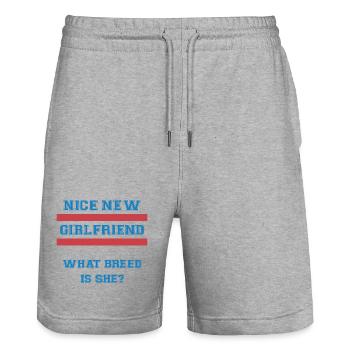 Freundin Zitat - Stanley/Stella Unisex Bio Joggingshorts Trainer  - Grau meliert - Vorne - Nik (191cm) & Marisol (170cm)
