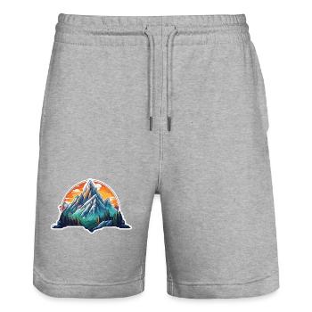 Berg / Alpen / Gipfel / Natur / Wald / Gestein - Stanley/Stella Unisex Bio Joggingshorts Trainer  - Grau meliert - Vorne - Nik (191cm) & Marisol (170cm)