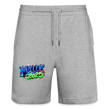 Malle 2025 - Stanley/Stella Unisex Bio Joggingshorts Trainer  - Grau meliert - Vorne - Nik (191cm) & Marisol (170cm)