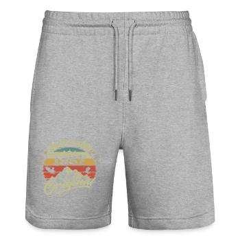 1957 Geburtstag Jahrgang 1957 Retro geboren 1957 - Stanley/Stella Unisex Bio Joggingshorts Trainer  - Grau meliert - Vorne - Nik (191cm) & Marisol (170cm)