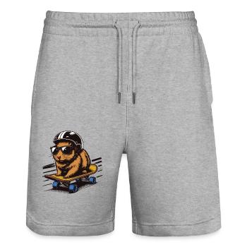 Skater Hamster - Stanley/Stella Trainer Unisex Organic Jogging Shorts - heather grey - Front - Nik (191cm) & Marisol (170cm)