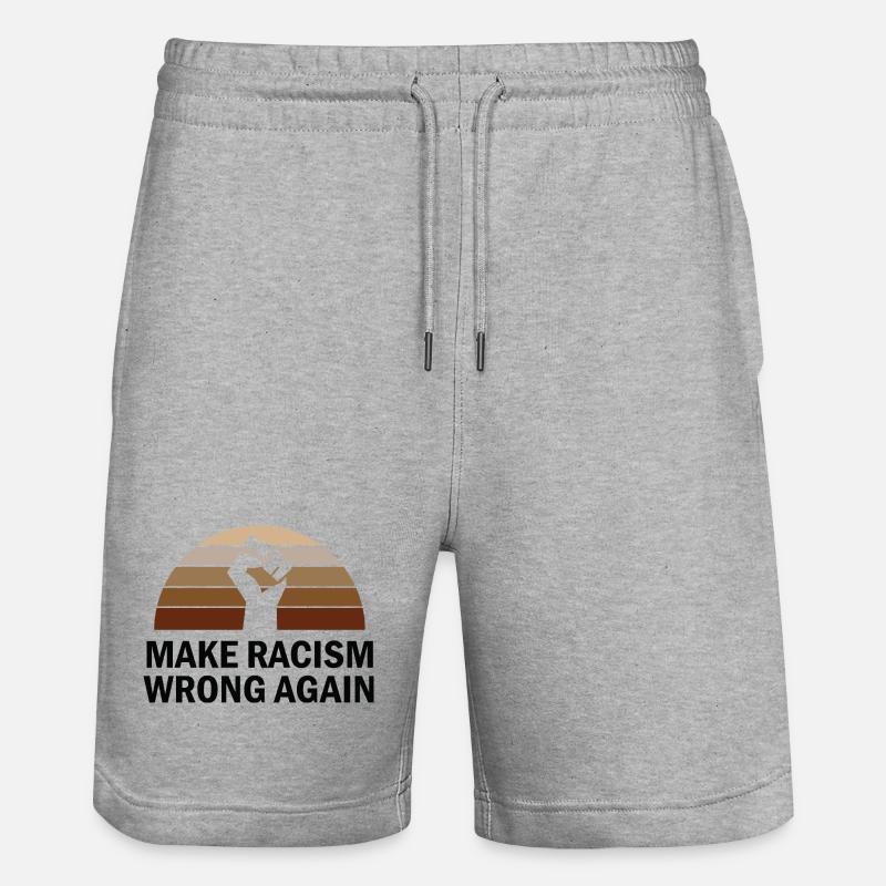 Make Racism Wrong again. - Stanley/Stella Unisex Bio Joggingshorts Trainer  - Grau meliert