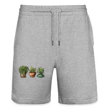 Zimmerpflanze / Topfpflanze / Dekoration / Topf - Stanley/Stella Unisex Bio Joggingshorts Trainer  - Grau meliert - Vorne - Nik (191cm) & Marisol (170cm)