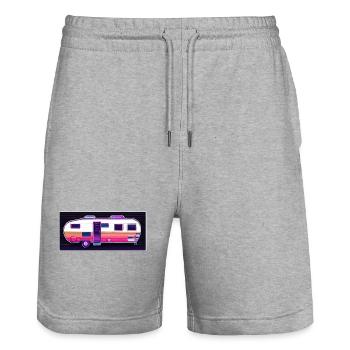 Camper / Motorhome / camping / Roadtrip / Travel - Stanley/Stella Trainer Unisex Organic Jogging Shorts - heather grey - Front - Nik (191cm) & Marisol (170cm)