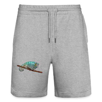 Caméléon - Short de jogging bio TRAINER Stanley/Stella unisexe - gris chiné - Devant - Nik (191cm) & Marisol (170cm)