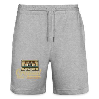 Original 1956 Jahrgang - 1956 Geburtstagsgeschenk - Stanley/Stella Unisex Bio Joggingshorts Trainer  - Grau meliert - Vorne - Nik (191cm) & Marisol (170cm)