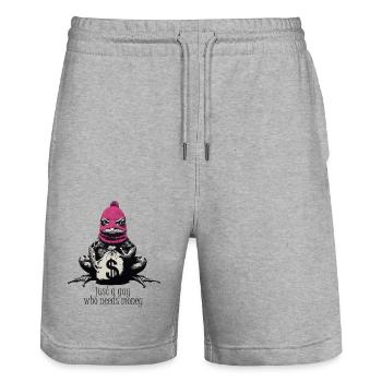 just a guy who needs money / Streetwear - Stanley/Stella Unisex Bio Joggingshorts Trainer  - Grau meliert - Vorne - Nik (191cm) & Marisol (170cm)