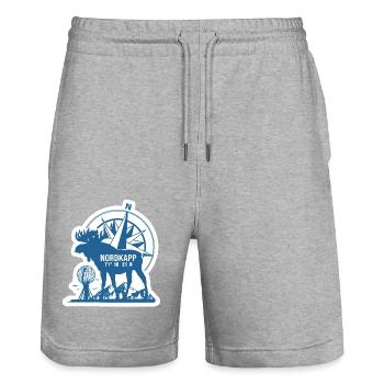 North Cape NorthKapp North Cape - Stanley/Stella Trainer Unisex Organic Jogging Shorts - heather grey - Front - Nik (191cm) & Marisol (170cm)