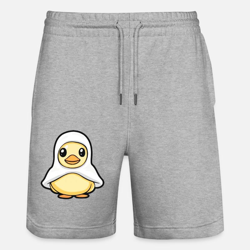 Duck Halloween Comic Ghost - Stanley/Stella Trainer Unisex Organic Jogging Shorts - heather grey
