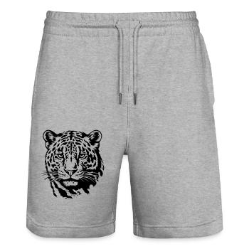 Majestic Cat Gaze - Stanley/Stella Trainer Unisex Organic Jogging Shorts - heather grey - Front - Nik (191cm) & Marisol (170cm)