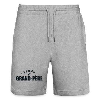 Promu Grand-père - Cadeau Naissance - Short de jogging bio TRAINER Stanley/Stella unisexe - gris chiné - Devant - Nik (191cm) & Marisol (170cm)