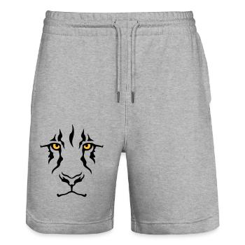 Le regard du lion - Short de jogging bio TRAINER Stanley/Stella unisexe - gris chiné - Devant - Nik (191cm) & Marisol (170cm)