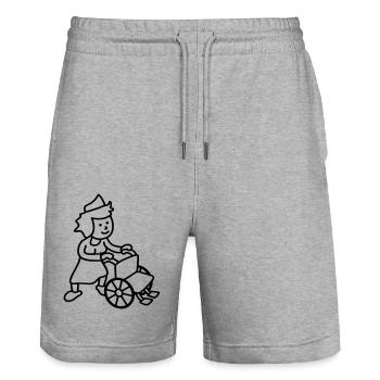 nurse_with_wheelchair - Stanley/Stella Unisex Bio Joggingshorts Trainer  - Grau meliert - Vorne - Nik (191cm) & Marisol (170cm)