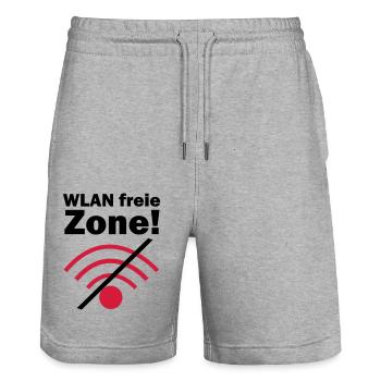 WLAN free zone! - Stanley/Stella Trainer Unisex Organic Jogging Shorts - heather grey - Front - Nik (191cm) & Marisol (170cm)