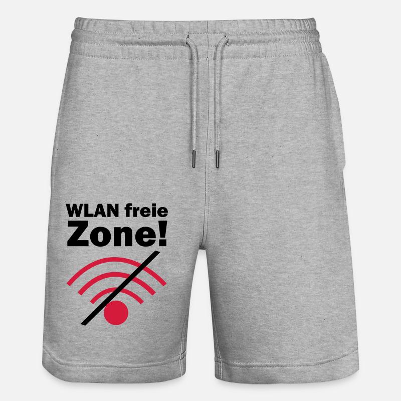 WLAN freie Zone! - Stanley/Stella Unisex Bio Joggingshorts Trainer  - Grau meliert