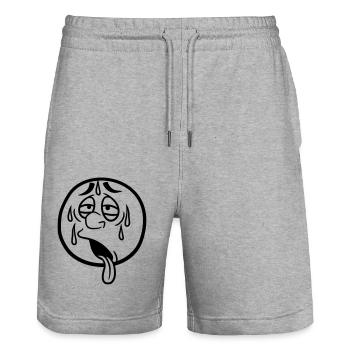 face cartoon cartoon circle round exhausted sun - Stanley/Stella Trainer Unisex Organic Jogging Shorts - heather grey - Front - Nik (191cm) & Marisol (170cm)