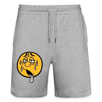 cercle de dessin animé visage dessin animé rond soleil épuisé - Short de jogging bio TRAINER Stanley/Stella unisexe - gris chiné - Devant - Nik (191cm) & Marisol (170cm)