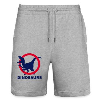 dinosaur - Stanley/Stella Trainer Unisex Organic Jogging Shorts - heather grey - Front - Nik (191cm) & Marisol (170cm)