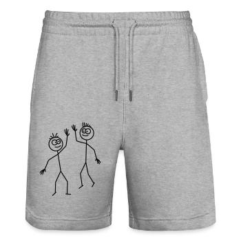 Friends - Stanley/Stella Unisex Bio Joggingshorts Trainer  - Grau meliert - Vorne - Nik (191cm) & Marisol (170cm)