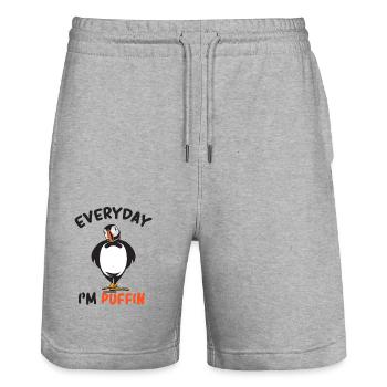 puffin - Stanley/Stella Trainer Unisex Organic Jogging Shorts - heather grey - Front - Nik (191cm) & Marisol (170cm)