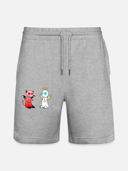 Engelchen & Teufelchen Motiv - Stanley/Stella Unisex Bio Joggingshorts Trainer  - Grau meliert