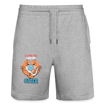 Otter - Stanley/Stella Trainer Unisex Organic Jogging Shorts - heather grey - Front - Nik (191cm) & Marisol (170cm)