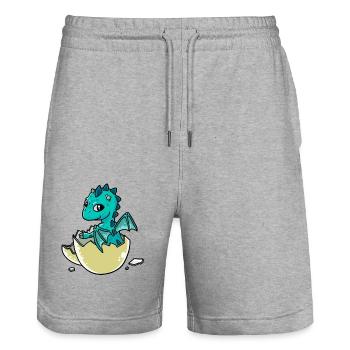 Baby Dragon Dino Christmas Gift Child - Stanley/Stella Trainer Unisex Organic Jogging Shorts - heather grey - Front - Nik (191cm) & Marisol (170cm)
