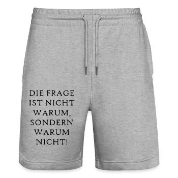 Motivation Spruch Business Sport - Stanley/Stella Unisex Bio Joggingshorts Trainer  - Grau meliert - Vorne - Nik (191cm) & Marisol (170cm)
