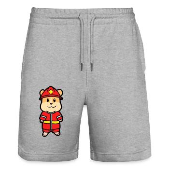 Feuerwehrmann Feuerwehr Hamster Nager Kinder Beruf - Stanley/Stella Unisex Bio Joggingshorts Trainer  - Grau meliert - Vorne - Nik (191cm) & Marisol (170cm)