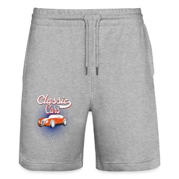 Automobile Car Oldtimer Classic - Stanley/Stella Trainer Unisex Organic Jogging Shorts - heather grey - Front - Nik (191cm) & Marisol (170cm)