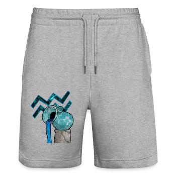 Wassermann Sternzeichen Aquarius Geschenk T-Shirt - Stanley/Stella Unisex Bio Joggingshorts Trainer  - Grau meliert - Vorne - Nik (191cm) & Marisol (170cm)
