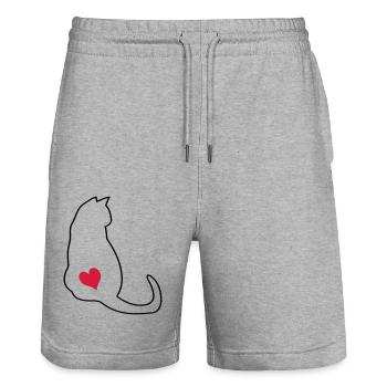 Chat - Short de jogging bio TRAINER Stanley/Stella unisexe - gris chiné - Devant - Nik (191cm) & Marisol (170cm)