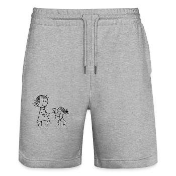Mama Mami Mutter Blume Tochter Kind Dankeschön - Stanley/Stella Unisex Bio Joggingshorts Trainer  - Grau meliert - Vorne - Nik (191cm) & Marisol (170cm)