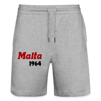 Malta 1964 - Stanley/Stella Unisex Bio Joggingshorts Trainer  - Grau meliert - Vorne - Nik (191cm) & Marisol (170cm)