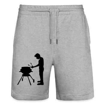 faim bbq grill grill grill manger schuerze gril - Short de jogging bio TRAINER Stanley/Stella unisexe - gris chiné - Devant - Nik (191cm) & Marisol (170cm)