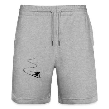 Skieur, ski, sports d'hiver - Short de jogging bio TRAINER Stanley/Stella unisexe - gris chiné - Devant - Nik (191cm) & Marisol (170cm)