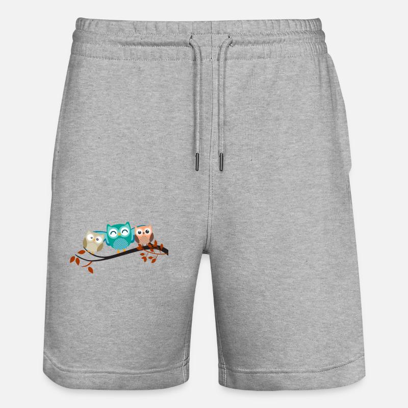 Niedliche Eulen Freunde - Short de jogging bio TRAINER Stanley/Stella unisexe - gris chiné