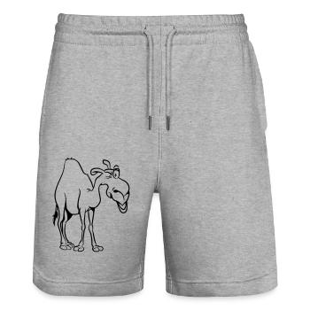Kamel - Stanley/Stella Unisex Bio Joggingshorts Trainer  - Grau meliert - Vorne - Nik (191cm) & Marisol (170cm)