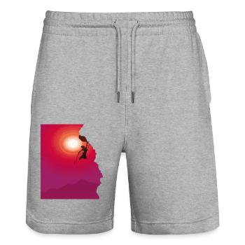 Cadeau d'alpinisme au lever du soleil - Short de jogging bio TRAINER Stanley/Stella unisexe - gris chiné - Devant - Nik (191cm) & Marisol (170cm)