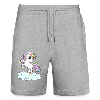 Einhorn Einhörner - Stanley/Stella Unisex Bio Joggingshorts Trainer  - Grau meliert - Vorne - Nik (191cm) & Marisol (170cm)