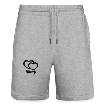 Famille - Short de jogging bio TRAINER Stanley/Stella unisexe - gris chiné - Devant - Nik (191cm) & Marisol (170cm)