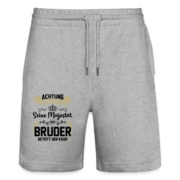 Achtung erheben sie sich seine Majestät der Bruder - Stanley/Stella Unisex Bio Joggingshorts Trainer  - Grau meliert - Vorne - Nik (191cm) & Marisol (170cm)