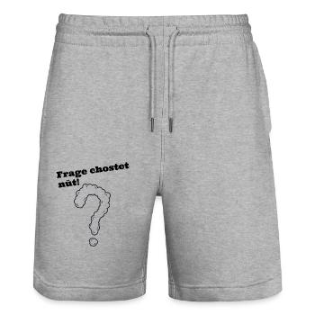 Frage chostet nüt schweizerdeutsch Spruch - Stanley/Stella Unisex Bio Joggingshorts Trainer  - Grau meliert - Vorne - Nik (191cm) & Marisol (170cm)