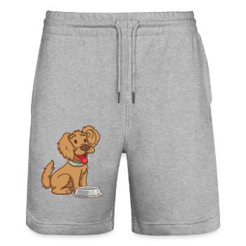 Chien enfants bébé animaux animaux animaux chiens - Short de jogging bio TRAINER Stanley/Stella unisexe - gris chiné - Devant - Nik (191cm) & Marisol (170cm)